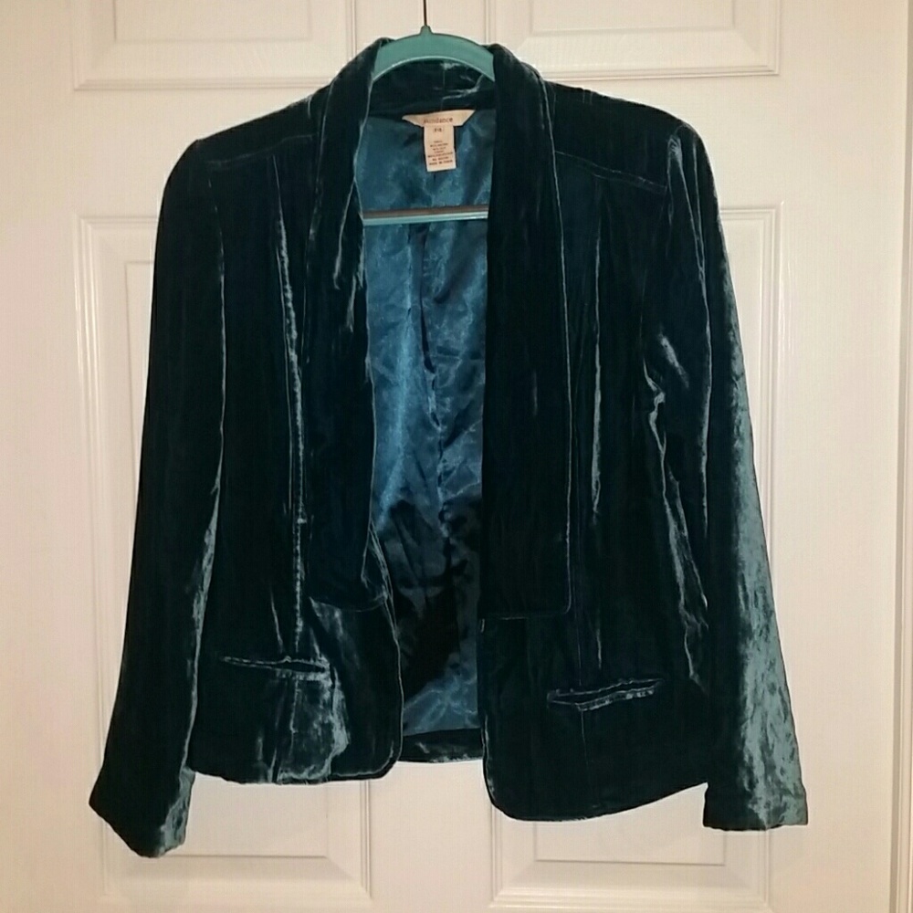 Turquoise velvet blazer